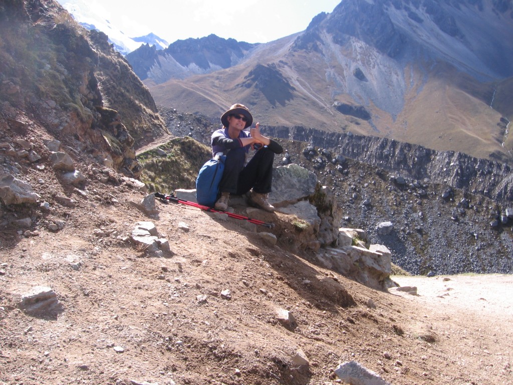 Day 2 - Mel taking a breather, we climbed over a km of elevation that day, lots of breaks were needed